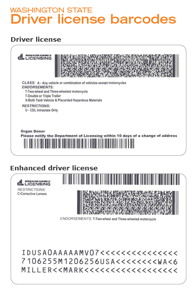 Barcode on back of license